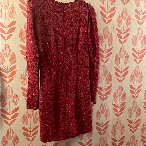 ZARA Red Ruched Long Sleeve Dress - Picture 6 of 6